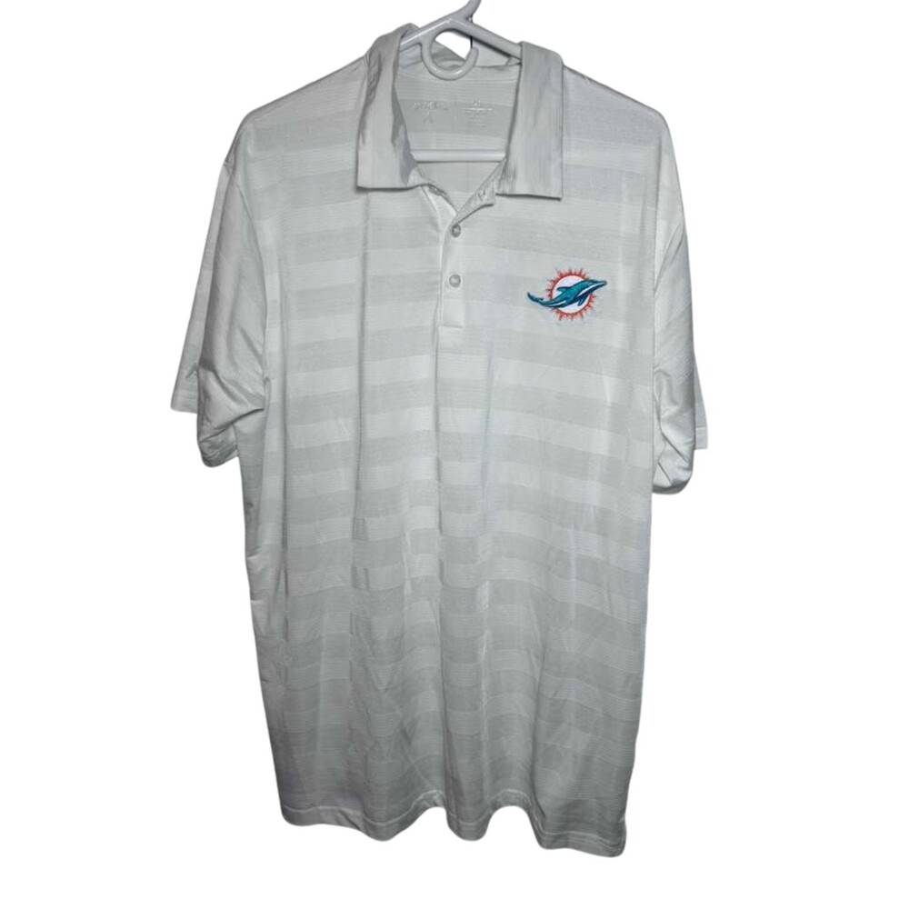 Antigua Miami Dolphins Polo Shirt Men's XL White Golf Short Sleeves